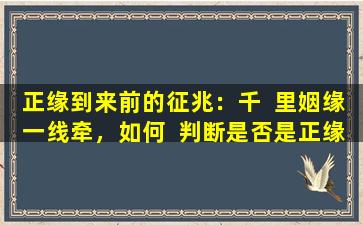 正缘到来前的征兆：千  里姻缘一线牵，如何  判断是否是正缘